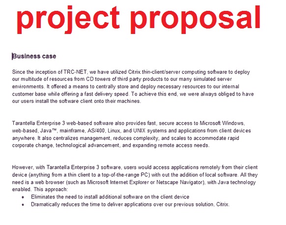 Proposal format for research project